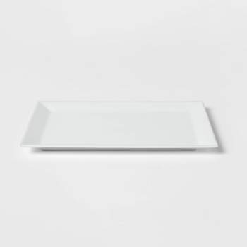 16" x 10" Porcelain Rectangular Rimmed Serving Platter White - Threshold™
