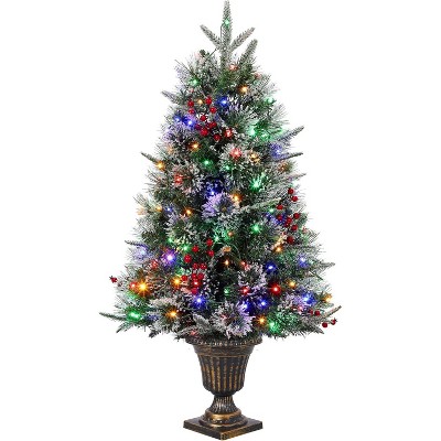 3ft Artificial Christmas Tree With 78 LED Lights, Snowman Base, Battery Operated, 8 Modes, Fiber Optic for Living Room