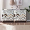 Mirror Trim Sideboard Buffet Cabinet, Storage Cabinet with Crystal Handles, Spliced Panel Design for Living Room, Dining Room, or Entryway–Cuddlewood - 3 of 4