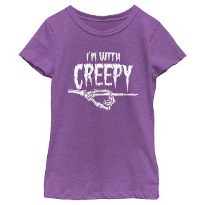 Girl's Lost Gods Halloween I'm With Creepy T-Shirt - 1 of 4