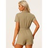Allegra K Women's Notched Collar Short Sleeve Tie Waist Cargo Jumpsuit with Pockets - 3 of 4