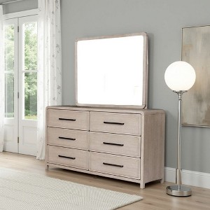 Royal Hampton Dresser Mirror, Rounded Edges, Natural Oak Beige Solid Wood 37x40 - 1 of 4