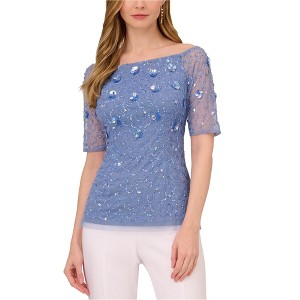 Adrianna Papell Womens Embroidered Floral Off the Shoulder Blouse - 1 of 1