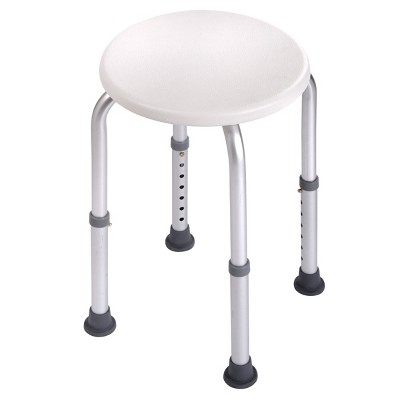 FURNIinspire Accent Chairs, Bath Chair Armrest without Backrest with Adjustable Height, Round Chair for Bathroom, White, 13"*12.4"*14.3"