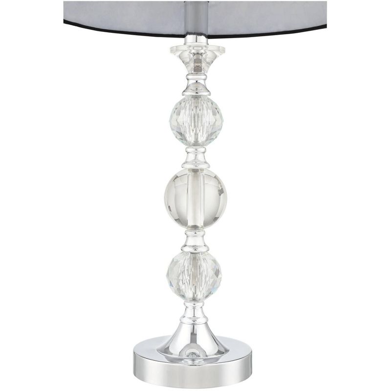 Regency Hill Gustavo Modern Table Lamps 25 1/2" High Set of 2 Silver Metal Clear Stacked Crystal Balls Black Drum Shade for Bedroom Living Room House, 5 of 10