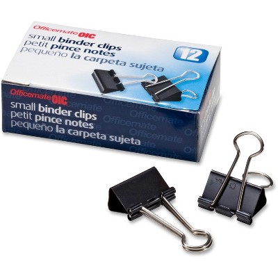 Image of Officemate Binder Clips Small 3/4"Wide 3/8" Cap 12/BX Black/Silver 99020