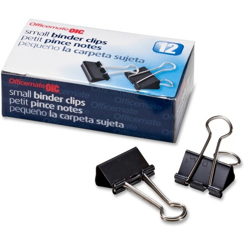 Officemate Binder Clips Small 3/4Wide 3/8 Cap 12/BX Black/Silver 99020