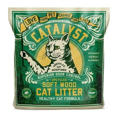 Catalyst Upcycled Natural Soft Wood Cat Litter Odor Control Deodorizing Clumping Dust Free Healthy Cat Formula, 10 Pounds