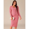 Seta T Women's Two Piece Outfit Fall Winter V Neck Cardigan And Midi Skirts Sweater Sets - 3 of 4