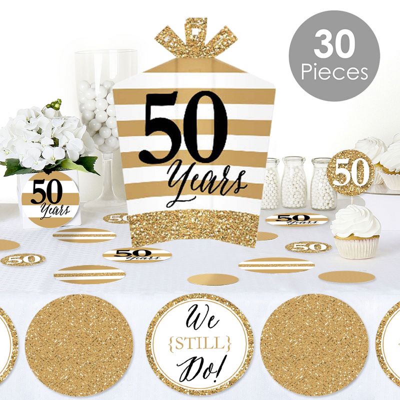 Big Dot of Happiness We Still Do - 50th Wedding Anniversary - Anniversary Party Decor and Confetti - Terrific Table Centerpiece Kit - Set of 30, 2 of 9