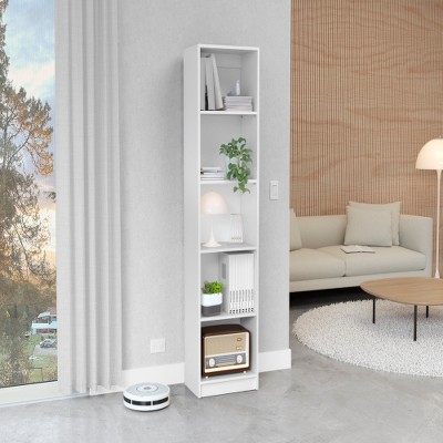 YONWAY 71.1"H Tall  WOODEN Bookcase, Compact Bookshelf with 5 Shelves, Standalone Piece for Tight Spaces, Hallways