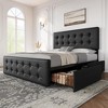 Whizmax Bed Frame with 4 Storage Drawers and Headboard, Faux Leather Upholstered Platform Bed Frame with Wooden Slats Support,  No Box Spring Needed - 2 of 4