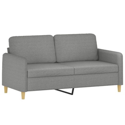 vidaXL Dark Gray Fabric Sofa – Modern, Stylish 2-Seater Sofa with Sturdy Plywood-Metal Frame, Thickly Padded Seat, Armrests and Back Pillow