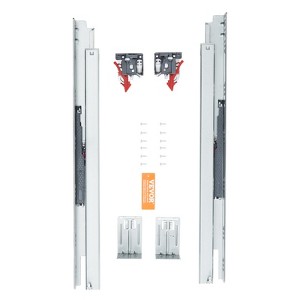 VEVOR 10 Pairs of 21 Inch Drawer Bottom Side Mount Rails, Heavy Duty Full Ball Bearing Extension Steel Track, 100 Lbs, Silver - 1 of 4