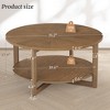 Arceso Round Coffee Table, 35" Rustic Modern Circle Coffee Tables with 2-Tier Storage Shelf, Wood Coffee Table for Living Room, Dark Walnut - 2 of 4