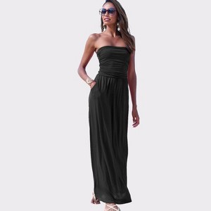 bandeau black maxi dress Black Drop Waist Tulle Bandeau Maxi Dress main image 0
