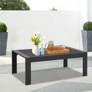 Heynemo Aluminum Outdoor Patio Furniture Coffee Table, All-Weather Modern Rectangle Coffee Table for Balcony, Garden - 1 of 4