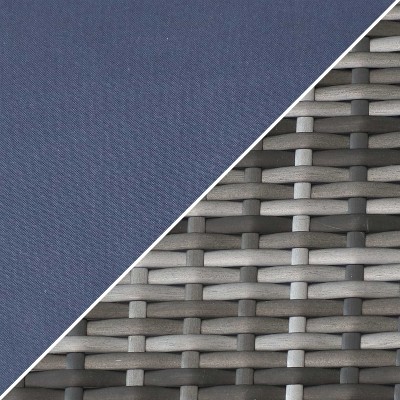 Gray Rattan 4-Piece Patio Set with Navy Cushions