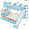 Bellemave Twin Size Castle Bunk Bed Frame with 2 Drawers, 3 Shelves & Slide, Princess Loft Bed for Kids, boys, girls, Blue - 3 of 4