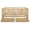 YOOCOZZ Full Size Wood Daybed with Fence Guardrails and 2 Drawers, Split into Independent Floor Bed & Daybed - 2 of 4