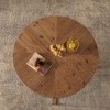 CAVINAS Coffee Tables for Living Room, Modern Retro Splicing Round Coffee Table, Fir Wood Table Top with Gold Cross Legs Base - 2 of 4