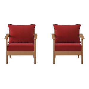 WestinTrends Avalon Outdoor Modern HDPE Patio Club Chairs with Deep Seat Cushions (Set of 2) - 1 of 4
