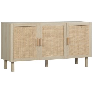 HOMCOM Buffet Cabinet, Storage Cabinet, Sideboard Floor Accent Cabinet with Rattan Doors and Adjustable Shelves for Living Room, Natural - 1 of 4