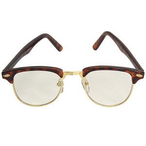 HalloweenCostumes.com One Size Fits Most   Retro Horn Rimmed Costume Glasses for Adults and Teens Standard, Brown/Clear - 1 of 2