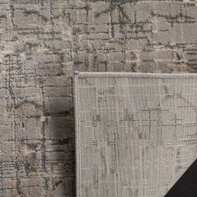 Gray Abstract Low Pile Square Area Rug