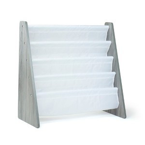 Kids' Bookshelf 4 Tier Book Organizer Gray - Humble Crew: Small Bookcase for Kids, MDF, Anti-Tip, Open Shelves - 1 of 4