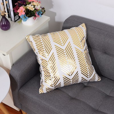 1 Pc 18"x18" Polyester Stamping Soft Geometry Decorative Pillow Cover Gold - PiccoCasa