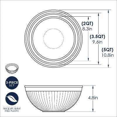 Earth-Tone 3-Piece Melamine Mixing Bowl Set