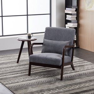 Lyngins Polyester Accent Chairs with Pillow,Upholstered Arm Chairs with Solid Wood Frame for Living Room,Bedroom - 1 of 4