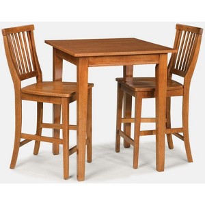 3pc Bistro Counter Height Dining Sets with 2 Stools Wood/Natural - Home Styles: Hardwood, Square Table - 1 of 4