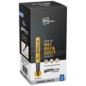 Avery UltraDuty Marks A Lot Permanent Markers, Chisel Tip, Water Resistant, Industrial Grade Ink, 12 Black Markers (29842) - 1 of 4