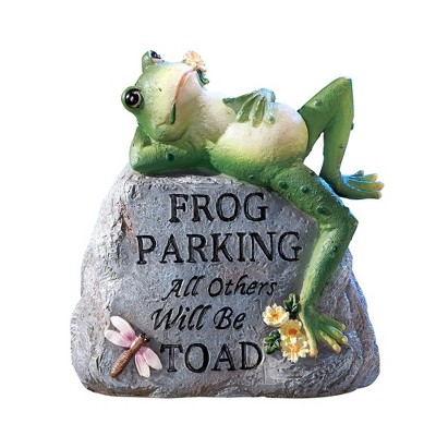 Collections Etc Frog Parking Garden Stone Decoration 8.25 X 4 X 8.75