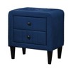 Royal Hampton Nightstand, 2 Drawers, 22 Inch Upholstered in Navy Blue Velvet - 3 of 4