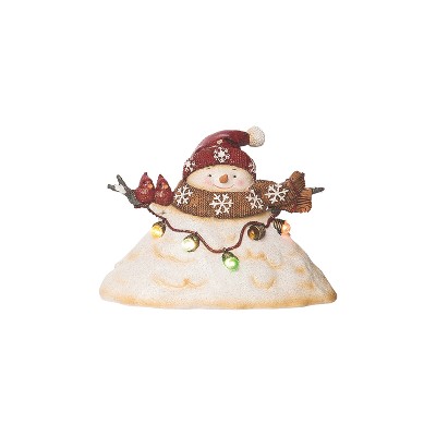 Transpac Resin 7.5 in. Off-White Christmas Light Up Melting Snowman Decor