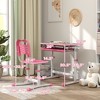 Yinvani Kids Desk and Chairs Set with Tilt Desktop, Storage Drawer, Pen Slot, Hook, Pink - 3 of 4