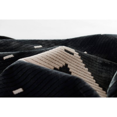 Noho Black and Ivory Rectangular Synthetic Area Rug