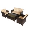 Outsunny 4 Pieces Patio Furniture Sets Rattan Wicker Chair w/ Table Outdoor Conversation Set with Cushion for Backyard Porch Garden Poolside and Deck - 4 of 4
