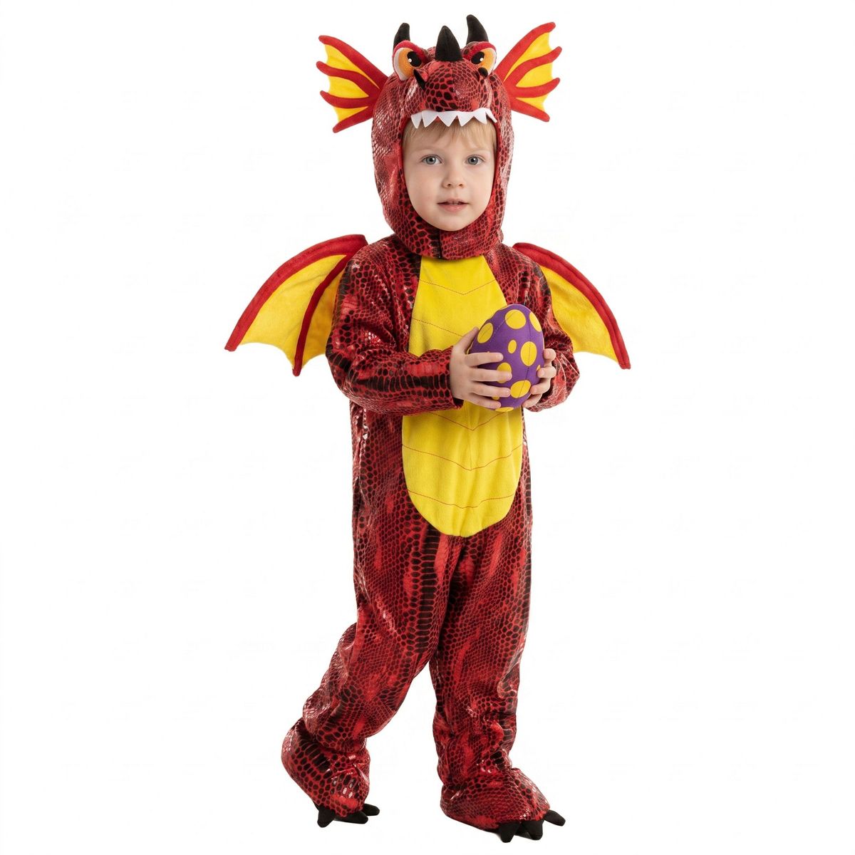 Joyfy Halloween Costume Baby Dragon Costume – Complete Toddler Set with 3D Hood, Wings & Plush Egg - thumbnail 4