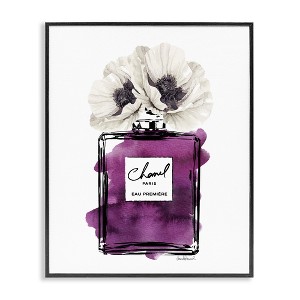 Stupell Industries Glam Perfume Purple Watercolor Effect Flower Blossom Black Framed Giclee Art - 1 of 4