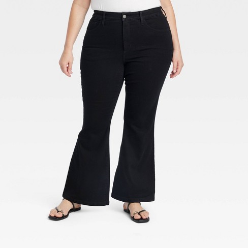 Women's High-rise Relaxed Flare Jeans - Ava & Viv™ Black 30 : Target