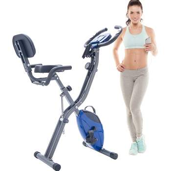 Folding Exercise Bike with 10-Level Adjustable Resistance, Arm Bands and Backrest-ModernLuxe