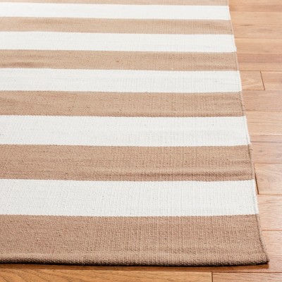 Sand and Ivory Handwoven Cotton Striped Area Rug