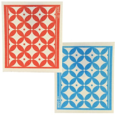 Swedish Dish Cloth 7.75" Classic Turquoise & Coral Eco Friendly  -  Dish Cloth