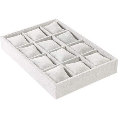 Juvale Watch and Jewelry Tray Organizer with 12 Grid Pillows, Jewelry Storage Showcase Organizer Holder for Men, Women and Girls