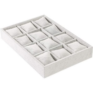 Juvale Watch and Jewelry Tray Organizer with 12 Grid Pillows, Jewelry Storage Showcase Organizer Holder for Men, Women and Girls - 1 of 4