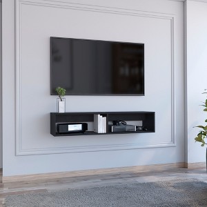 48" Wood Floating TV Stand with Open Shelves, Cable Management, and Streamlined Design for Living Room and Bedroom - 1 of 4